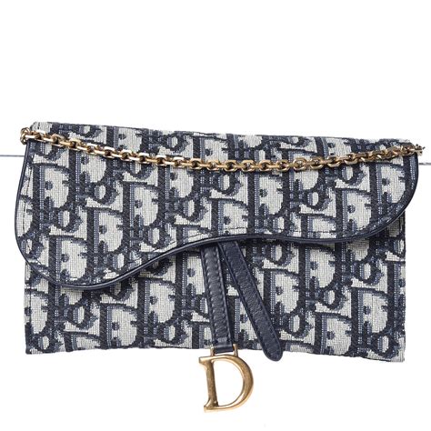 long saddle wallet with chain blue dior oblique jacquard|Saddle Pouch Blue Dior Oblique Jacquard.